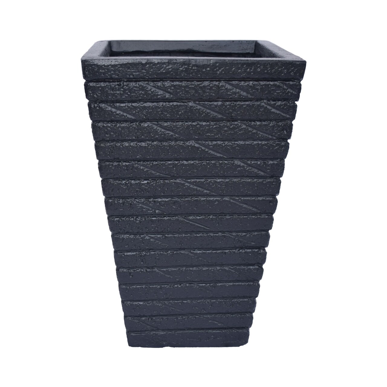 Contemporary Home Living 16" Black Square Outdoor Garden Urn Planter Pot
